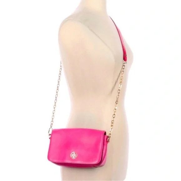 Tory Burch Pink Saffiano Robinson Chain Mini Crossbody Bag - Picture 13 of 13